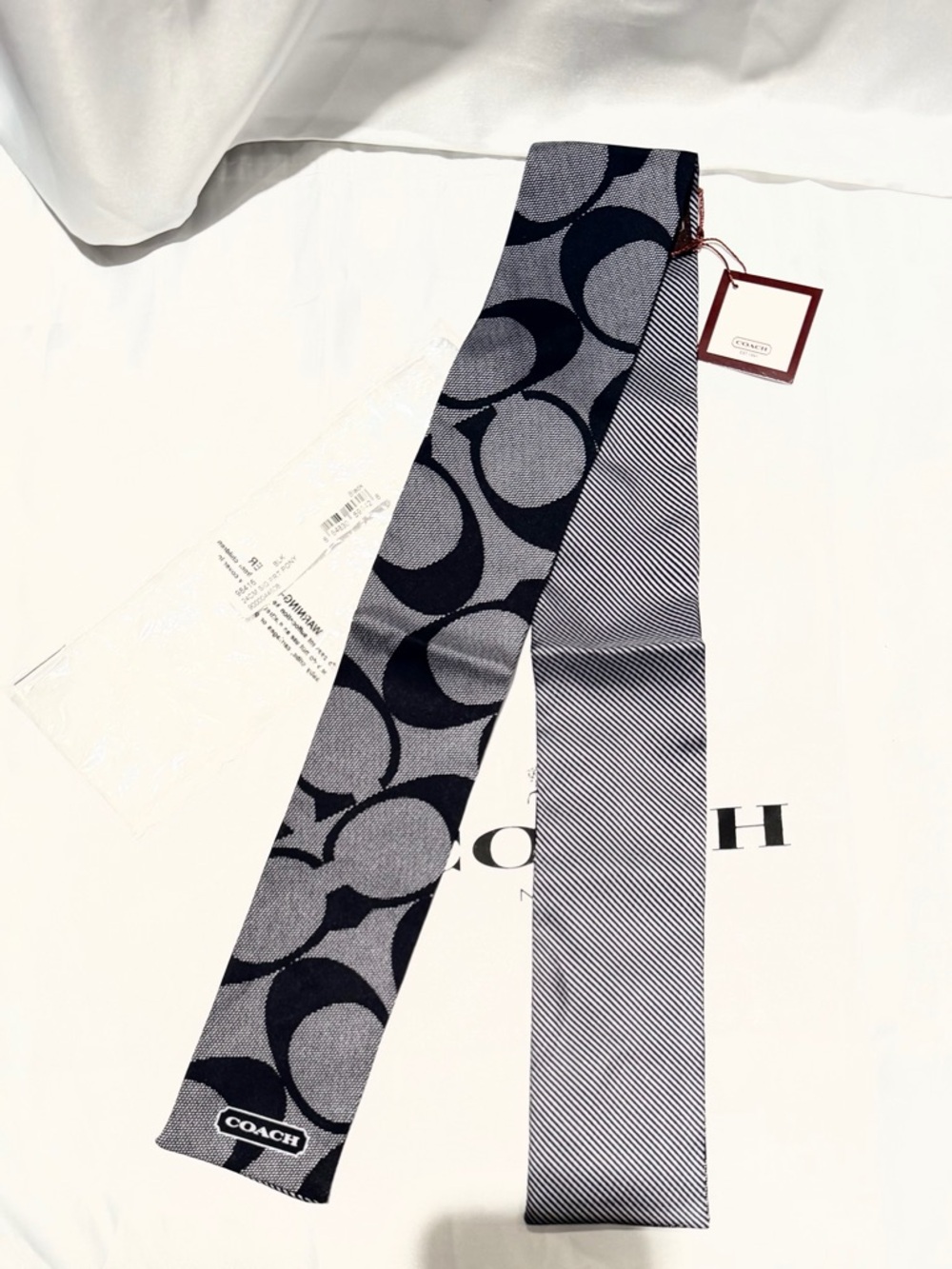 Y2K Coach Signature Print Silk Skinny Scarf - 2008 and 2012 Model  #98416 NWT